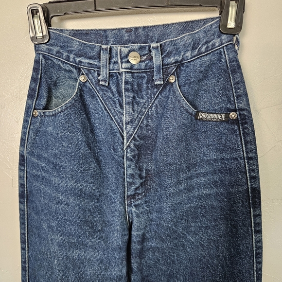 Roughrider Vintage Women's 0 High Rise Dark Blue Jeans Western Denim Concho 90s - Picture 3 of 8